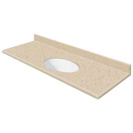 Transolid 61-in  x 22-in Solid Surface Bathroom Vanity Top with Modified Ogee Edge and 4in Integral Cove Backsplash in Matrix Khaki Deck/White Bowl