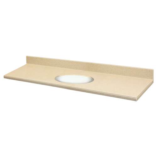Transolid 61-in  x 22-in Solid Surface Bathroom Vanity Top with Modified Ogee Edge and 4in Integral Cove Backsplash in Sandstone Deck/White Bowl