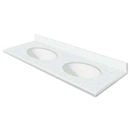 Transolid 61-in  x 22-in Solid Surface Bathroom Vanity Top with Modified Ogee Edge and 4in Integral Cove Backsplash in Matrix White Deck/White Bowl