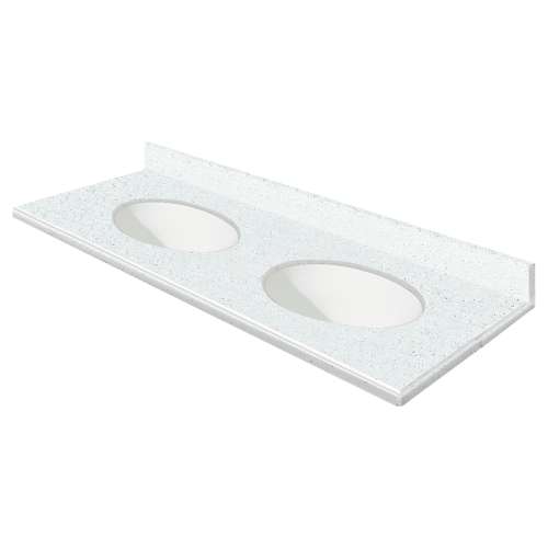 Transolid 61-in  x 22-in Solid Surface Bathroom Vanity Top with Modified Ogee Edge and 4in Integral Cove Backsplash in Matrix White Deck/White Bowl