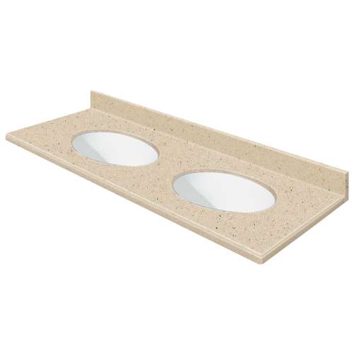 Transolid 61-in  x 22-in Solid Surface Bathroom Vanity Top with Modified Ogee Edge and 4in Integral Cove Backsplash in Matrix Khaki Deck/White Bowl