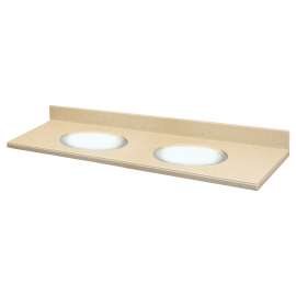 Transolid 61-in  x 22-in Solid Surface Bathroom Vanity Top with Modified Ogee Edge and 4in Integral Cove Backsplash in Sandstone Deck/White Bowl