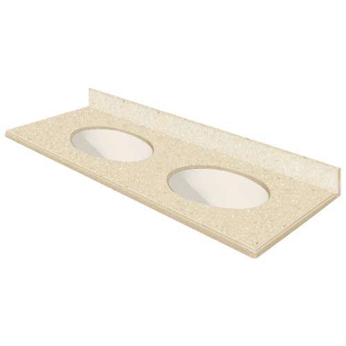 Transolid 61-in  x 22-in Solid Surface Bathroom Vanity Top with Modified Ogee Edge and 4in Integral Cove Backsplash in Sea Shore Deck/White Bowl