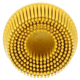 7000000743 Scotch-Brite™ Roloc™ Bristle Disc, RD-ZB, 80, TR, Yellow, 2 in x 5/8 in, Tapered, 10/Carton, 40 ea/Case