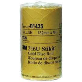 7000045430 Stikit™ Gold Disc Roll, 01435, 6 in, P320, 175 discs per roll, 6 rolls per case