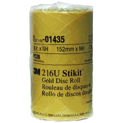 7000045430 Stikit™ Gold Disc Roll, 01435, 6 in, P320, 175 discs per roll, 6 rolls per case