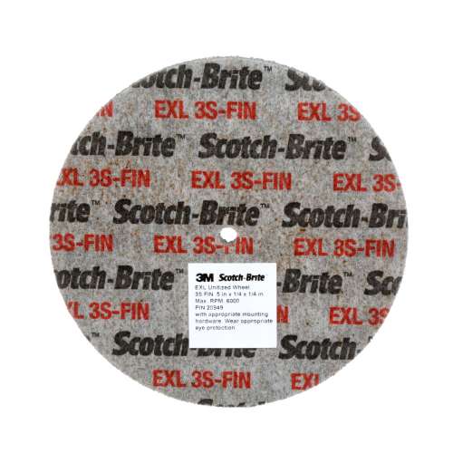 7000046170 Scotch-Brite™ EXL Unitized Wheel, XL-UW, 3S Fine, 3 in x 1/4 in x 1/4 in, SPR 13760B, 40 ea/Case