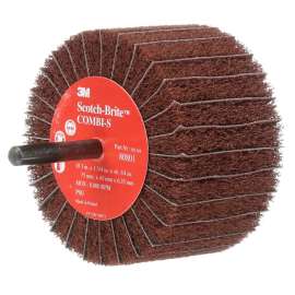 7000077965 Scotch-Brite™ Combi-S Wheel 80801, 3 in x 1-3/4 in 1/4 in Shank 80 X-weight, 10 ea/Case