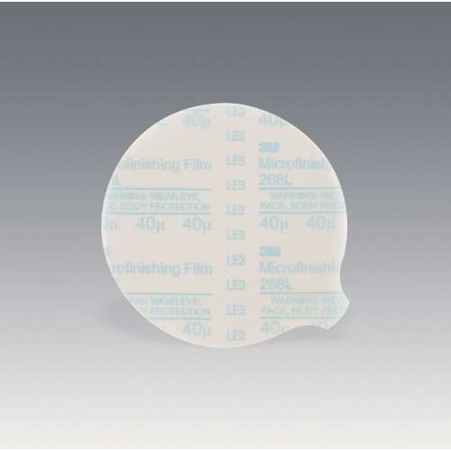 7000118200 Microfinishing PSA Film Disc 268L, 40 Mic 3MIL, Type D, 5 in x NH, Die 500X, 25/Pac, 500 ea/Case