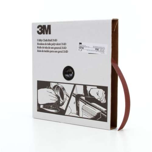 7000118514 Utility Cloth Roll 314D, P80 J-weight, 1 in x 50 yd, 5 ea/Case