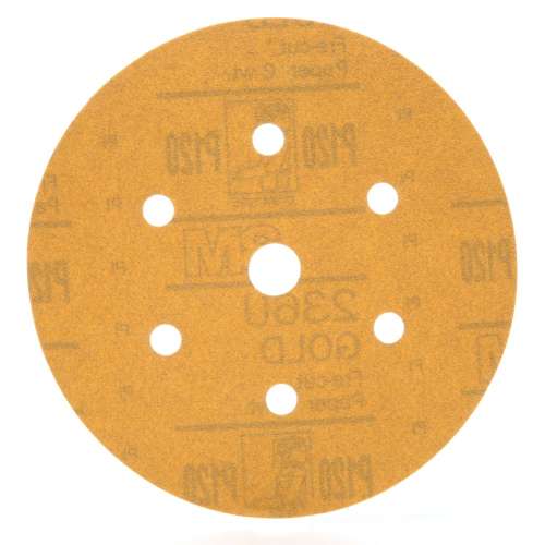 7000118769 Hookit™ Gold Disc Dust Free 236U, 01081, 6 in, P120, 100 discs per carton, 4 cartons per case