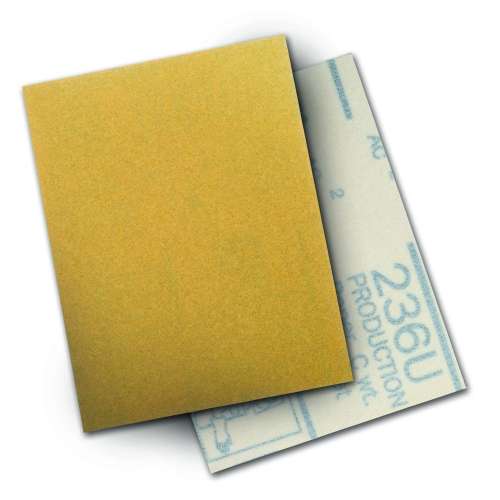 7000119282 Hookit™ Paper Sheet 236U, P320 C-weight, 3 in x 4 in, 50/Carton, 500 ea/Case