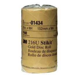 7000119681 Stikit™ Gold Disc Roll, 01434, 6 in, P400, 175 discs per roll, 6 rolls per case