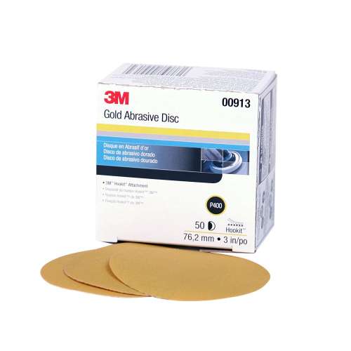 7000119683 Hookit™ Gold Disc 00913, 3 in, P400, 50 Discs/Carton, 4 Cartons/Case