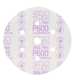 7000119692 Hookit™ Finishing Film Abrasive Disc 260L, 01071, 6 in, Dust Free, P600, 100 discs per carton, 4 cartons per case