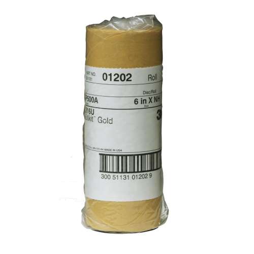 7000119699 Stikit™ Gold Disc Roll, 01202, 6 in, P500, 75 discs per roll, 6 rolls per case