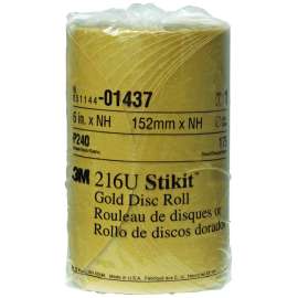 7000119704 Stikit™ Gold Disc Roll, 01437, 6 in, P240, 175 discs per roll, 6 rolls per case