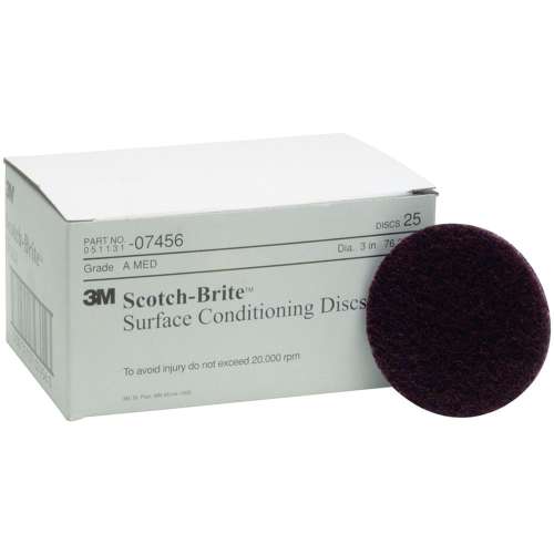7000120659 Scotch-Brite™ Surface Conditioning Disc, SC-DH, 07456, A/O Medium, 3 in x NH, 25/Carton, 100 ea/Case