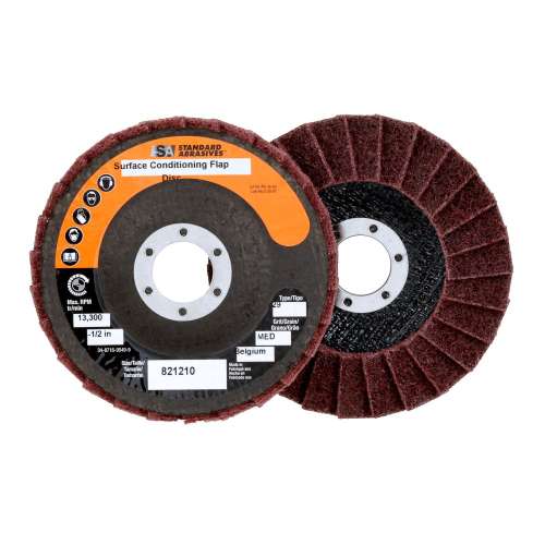 7000121834 Standard Abrasives™ Surface Conditioning Flap Disc, 821210, 4-1/2 in x 7/8 in MED, 5/Carton, 50 ea/Case