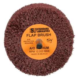 7000122218 Standard Abrasives™ Buff and Blend GP Mounted Flap Brush, 875501, Medium, 3 in x 2 in x 1/4 in, 5/Carton, 50 ea/Case