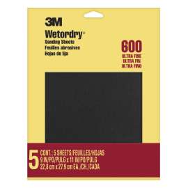 7000126153 Wetordry™ Sanding Sheets 9084NA, 9 in x 11 in, 600 grit, 5 sheets/pk, 10 pks/inner, 50 pks/cs