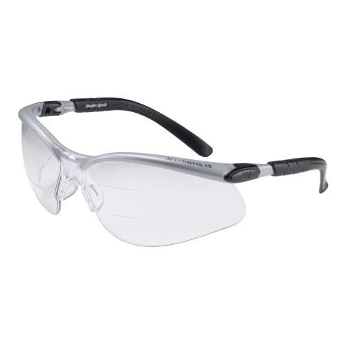 7000127662 11458-00000-20 BX Dual Reader Protective Eyewear 11458-00000-20, Clear Anti-Fog Lens, Silver/Black Frame, +2.0 Top/Bottom Diopter, 20 ea/Case