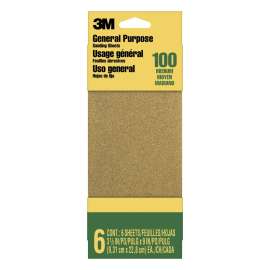 7010293044 General Purpose Sanding Sheets 9016NA-CC, 3 2/3 in x 9 in, Medium grit, 6/pk, 20 pks/cs