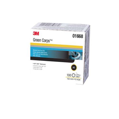 7010295229 Green Corps™ Stikit™ Production Disc Dust Free, 01668, 6 in, 36, 100 discs per carton, 5 cartons per case