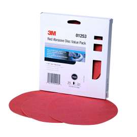 7010308767 Red Abrasive Stikit™ Disc Value Pack, 01253, 6 in, P220 grade, 25 discs per carton, 4 cartons per case