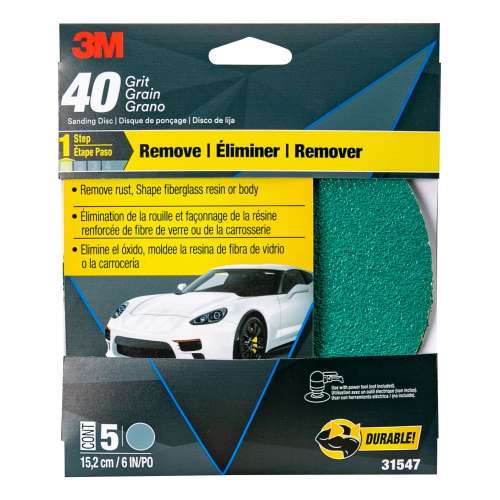 7010308857 Green Corps™ Sanding Disc with Stikit™ Attachment, 31547, 6 in, 40 Grit, 5 discs per pack, 20 packs per case