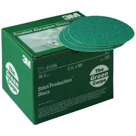 7010309445 Green Corps™ Stikit™ Production™ Disc, 01546, 5 in, 36 grit, 100 discs per carton, 5 cartons per case