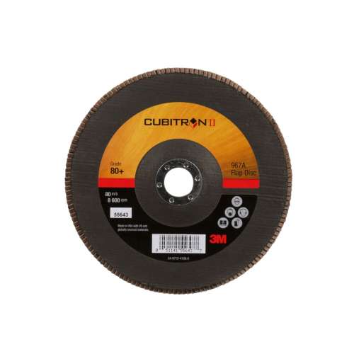 7010327064 Cubitron™ II Flap Disc 967A, 80+, T27, 7 in x 7/8 in, Giant, 5 ea/Case
