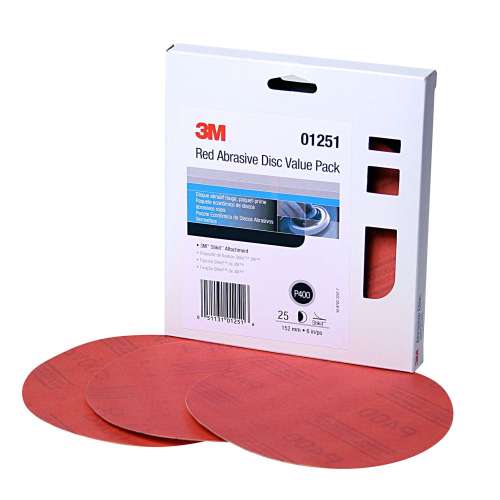 7010327777 Red Abrasive Stikit™ Disc Value Pack, 01251, 6 in, P400 grade, 25 discs per carton, 4 cartons per case