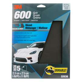 7010328059 Wetordry™ Sandpaper, 32036, 600 Grit, 9 in x 11 in, 5 per pack, 20 per case