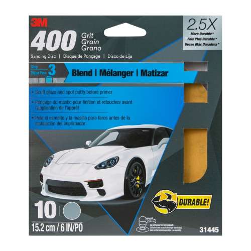 7010328454 Sanding Discs with Stikit™ Attachment 10 Pack, 31445, 6 in, 400 grit, 10 packs per case