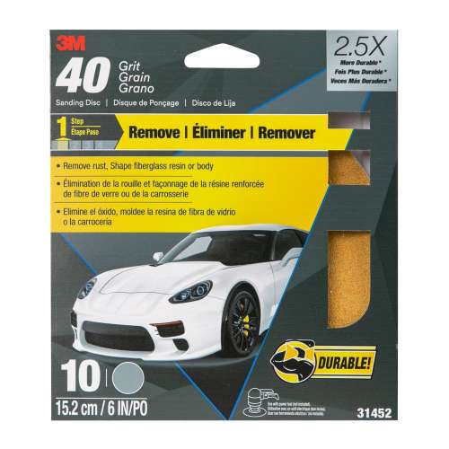 7010328456 Sanding Discs with Stikit™ Attachment 10 Pack, 31452, 6 in, 40 grit, 10 packs per case