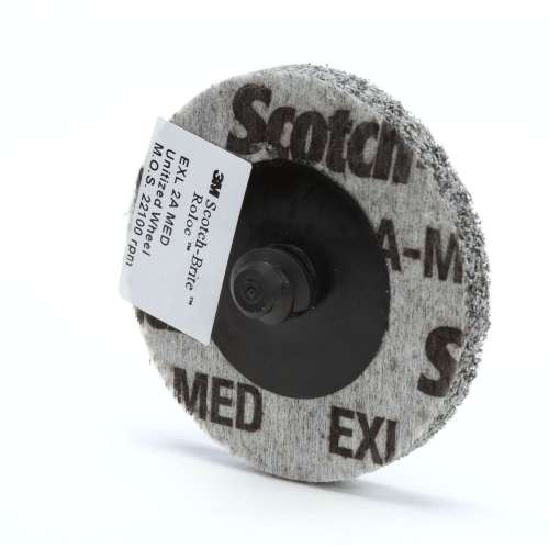 7010329130 Scotch-Brite™ Roloc™ EXL Unitized Wheel, XL-UR, 2A Medium, TR, 3 in, SPR 21835B, 4/Carton, 40 ea/Case
