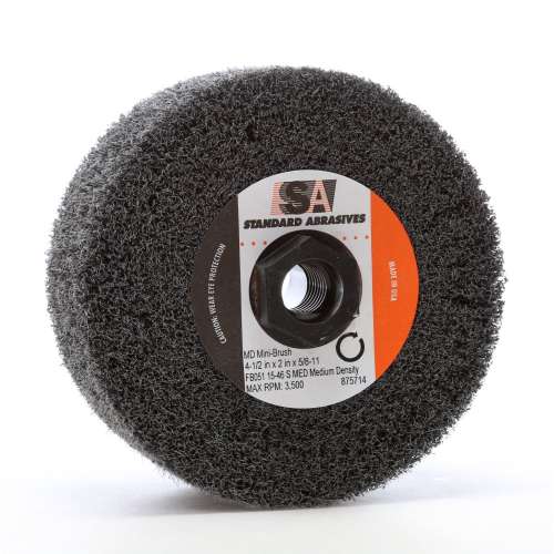 7010331424 Standard Abrasives™ MD Mini-Brush 875713, 4-1/2 in x 2 in x 5/8-11 FB051 15-46 A VFN Medium Density, 2 ea/Case