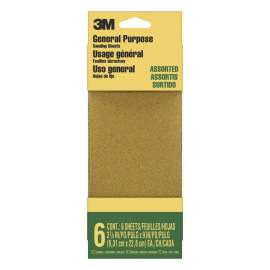 7010341429 General Purpose Sanding Sheets 9019NA-CC, 3 2/3 in x 9 in, Assorted grit, 6/pk, 20 pks/cs