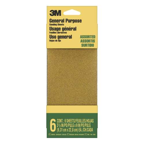 7010341429 General Purpose Sanding Sheets 9019NA-CC, 3 2/3 in x 9 in, Assorted grit, 6/pk, 20 pks/cs