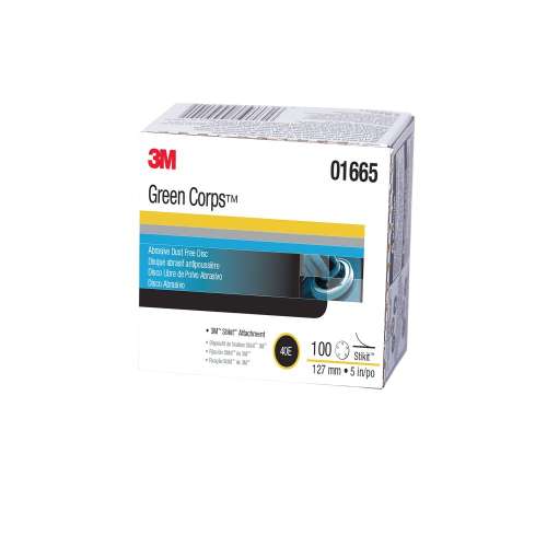 7010363758 Green Corps™ Stikit™ Production Disc Dust Free, 01665, 5 in, 40, 100 discs per carton, 5 cartons per case