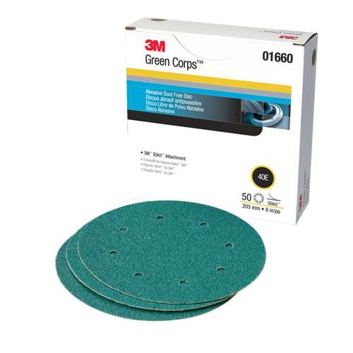 7010363759 Green Corps™ Stikit™ Production Disc Dust Free, 01660, 8 in, 40, 50 discs per carton, 5 cartons per case
