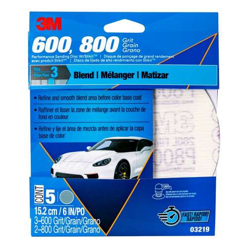 7010364785 Performance Sanding Discs with Stikit™ Attachment, 03219, 6 in, Assorted Grits, 5 discs per sleeve, 20 sleeves per case