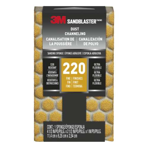 7010376634 SandBlaster™ DUST CHANNELING Sanding Sponge, 20907-220-UFS ,220 grit, 4 1/2 in x 2 1/2 x 1 in, 1/pk