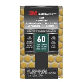 7010376635 SandBlaster™ DUST CHANNELING Sanding Sponge, 20909-60-UFS ,60 grit, 4 1/2 in x 2 1/2 x 1 in, 1/pk