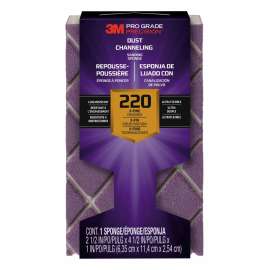 7010410803 Pro Grade Precision™ Dust Channeling Block Sanding Sponge 220 grit Extra Fine, 2504TRI-220-CH, 4.5 in x 2.5 in x 1 in, 12/cs