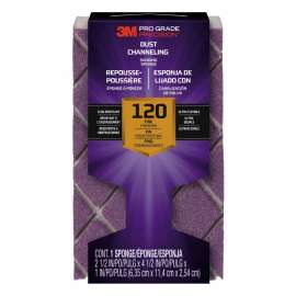 7010412362 Pro Grade Precision™ Dust Channeling Block Sanding Sponge 120 grit Fine, 2502TRI-120-CH, 4.5 in x 2.5 in x 1 in, 12/cs