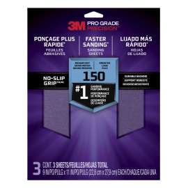 7010417004 Pro Grade Precision™ Faster Sanding Sanding Sheets 150 grit Medium, 26150TRI-3, 9 in x 11 in, 3/pk