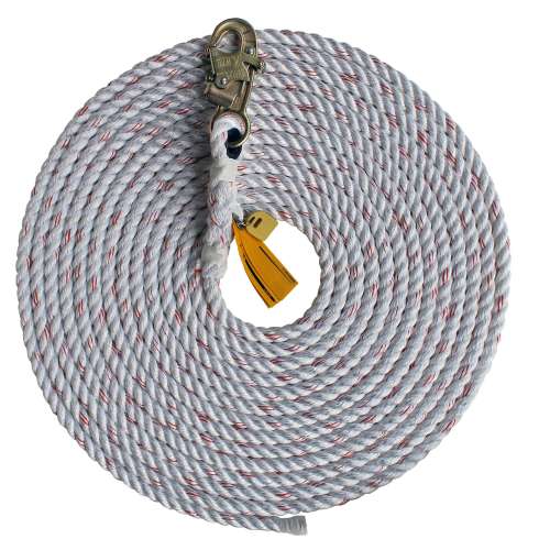 7012816960 1202795 DBI-SALA® Rope Lifeline with Snap Hook 1202795, 5/8 in Polyester and Polypropylene Blend, White, 50 ft
