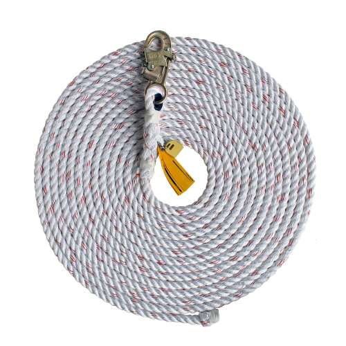 7012816979 1202912 DBI-SALA® Rope Lifeline with Snap Hook 1202912, 5/8 in Polyester and Polypropylene Blend, White, 250 ft